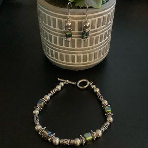 Silpada Swarovski Crystal and Sterling Silver Bead Bracelet Toggle Clasp